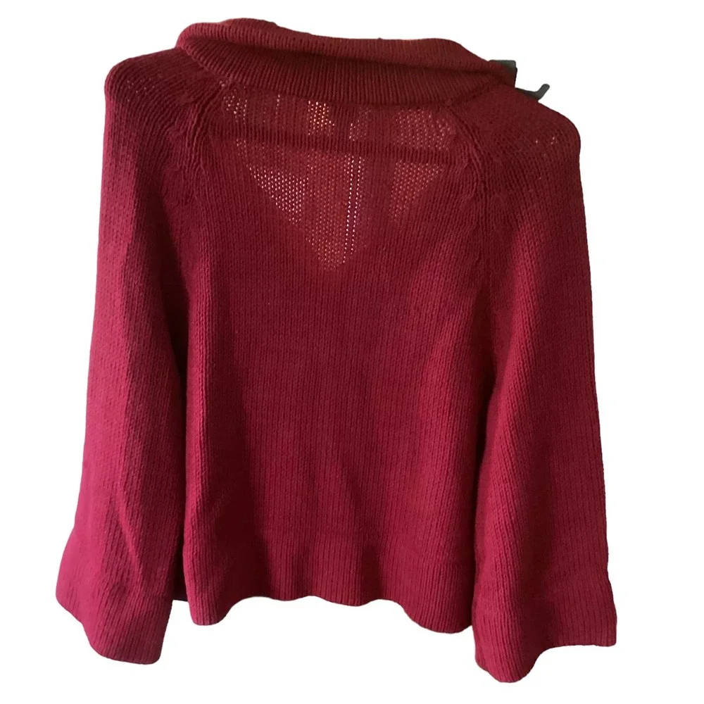 Rafaella Cable Knit Button Cover Snap Up Short Sweater Size L - Picture 4 of 4